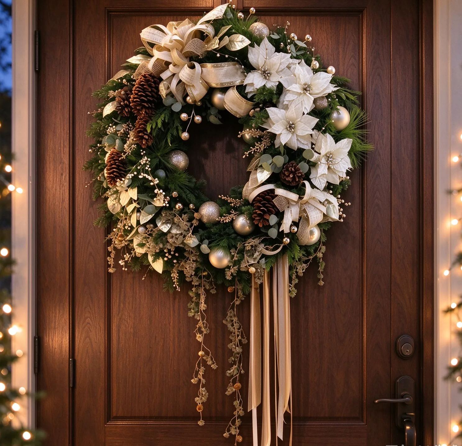 Cream White Asymmetrical Christmas Wreath