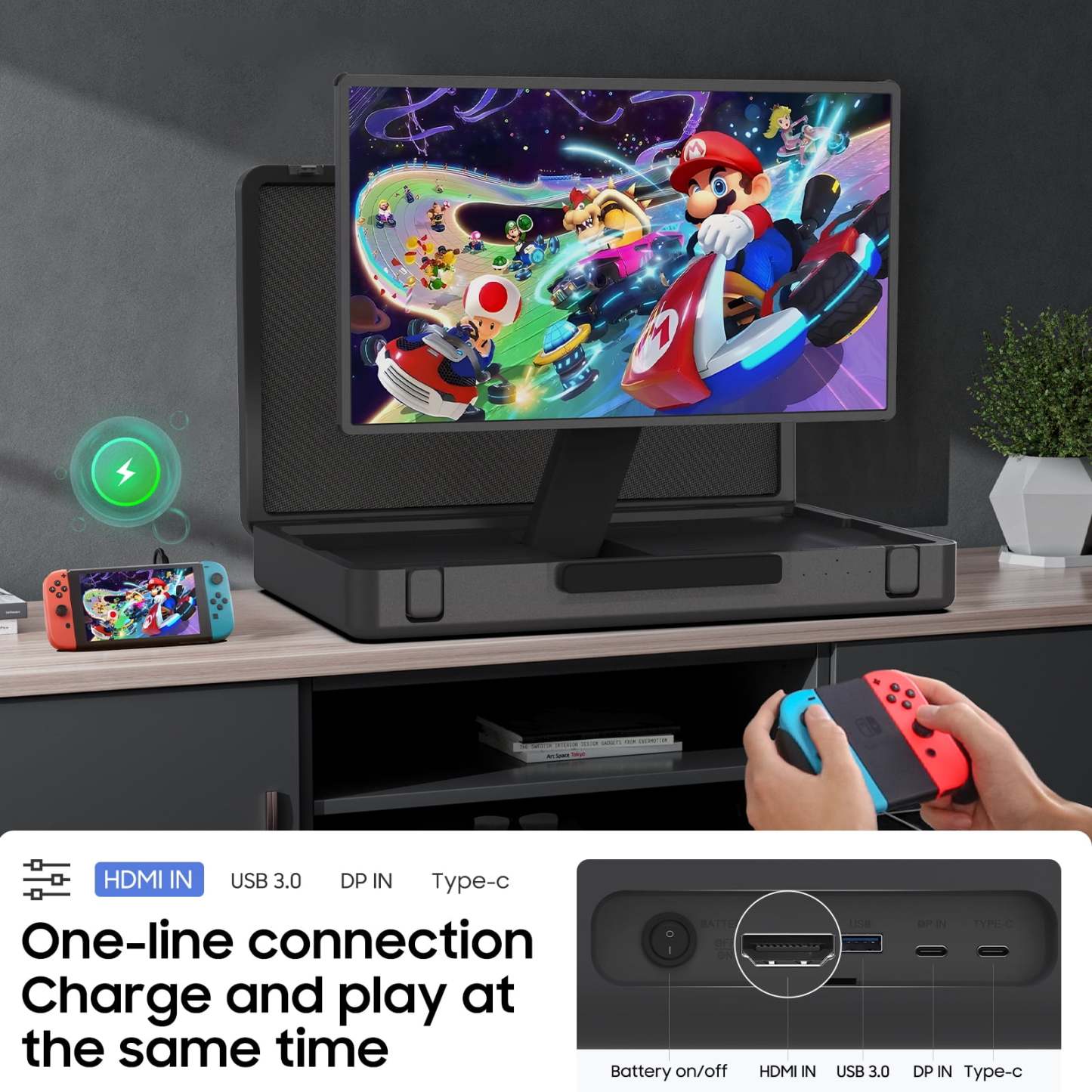 PackGo 27" Smart Portable Touchscreen TV, 1080P Full HD with Built-in 6H Battery, Versatile 90° Rotation Screen & Briefcase Style Design, White