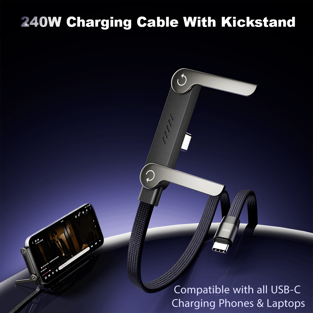 240W Fast Charging Cord with Built-in Phone Stand