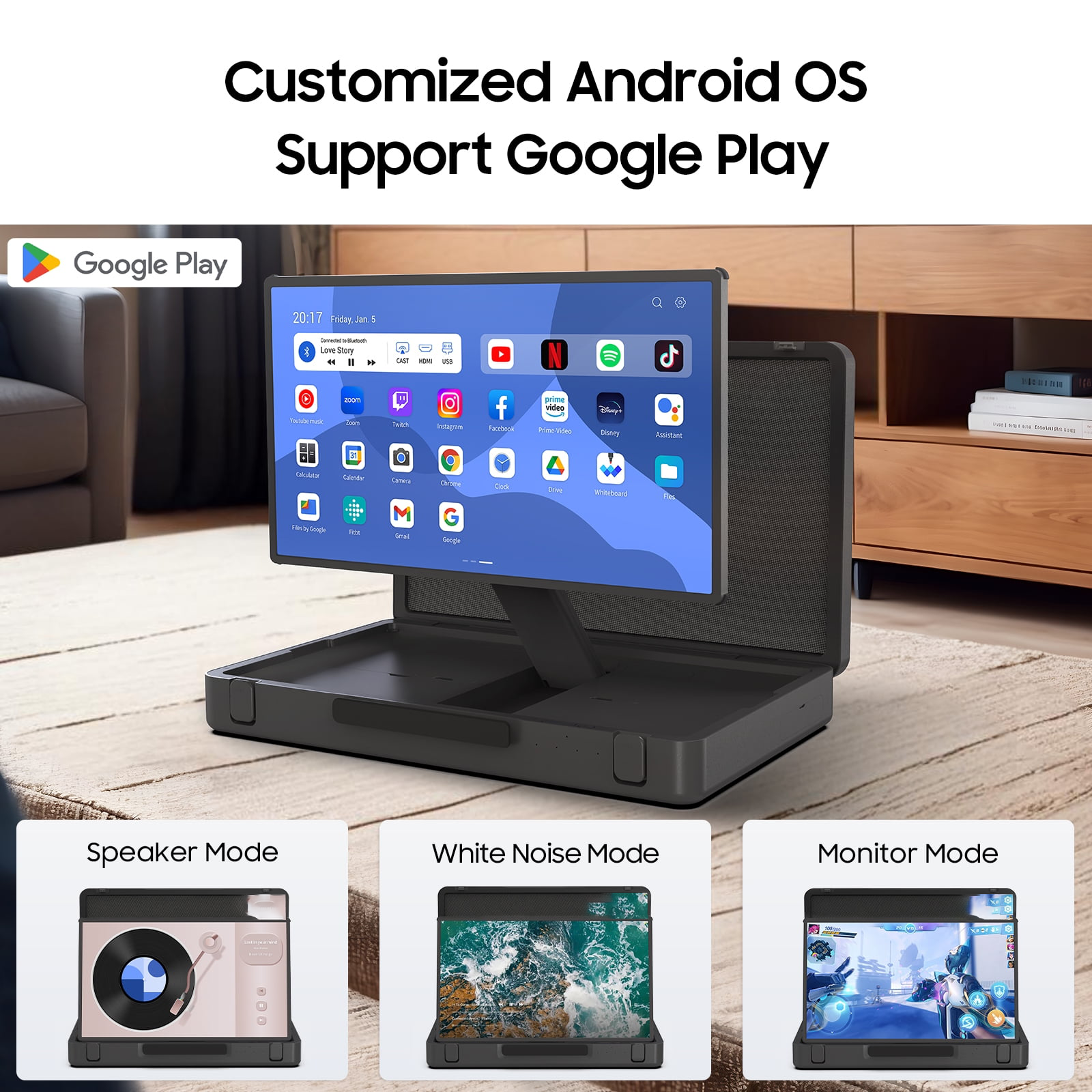 27″ Portable Smart TV – 1080p Touchscreen, Android, Wi-Fi & 6-Hour Battery