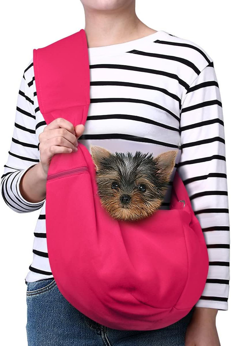 Small Pet Zipper Pocket & Adjustable Strap Carrier - for 3-10 lbs Pets