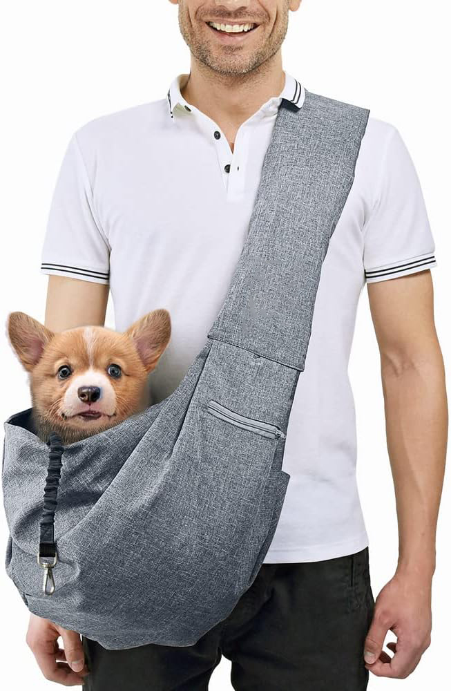 Small Pet Zipper Pocket & Adjustable Strap Carrier - for 3-10 lbs Pets