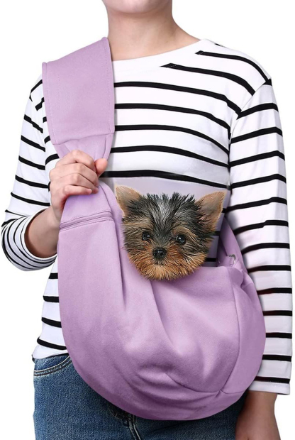 Small Pet Zipper Pocket & Adjustable Strap Carrier - for 3-10 lbs Pets