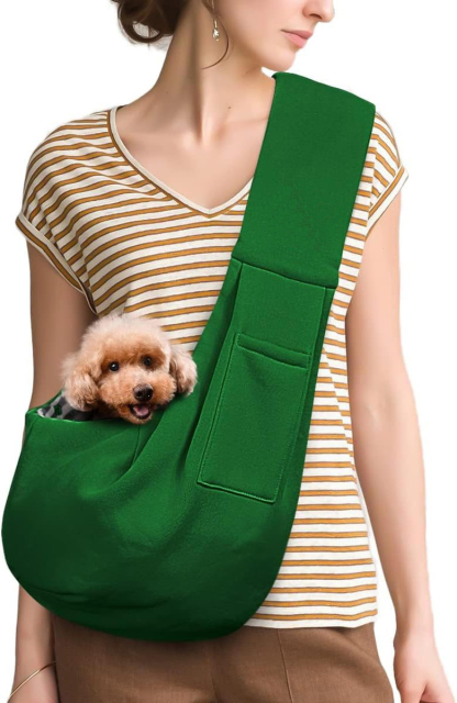 Small Pet Zipper Pocket & Adjustable Strap Carrier - for 3-10 lbs Pets