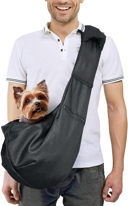 Small Pet Zipper Pocket & Adjustable Strap Carrier - for 3-10 lbs Pets