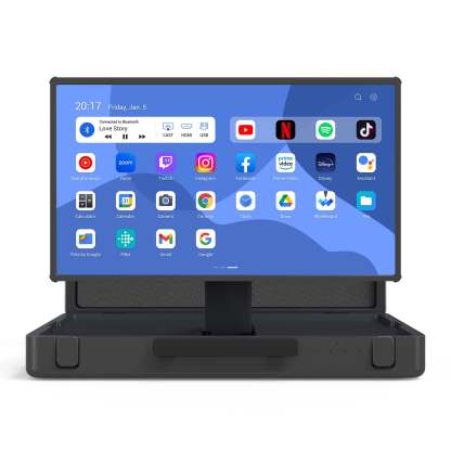 PackGo 27" Smart Portable Touchscreen TV, 1080P Full HD with Built-in 6H Battery, Versatile 90° Rotation Screen & Briefcase Style Design, White