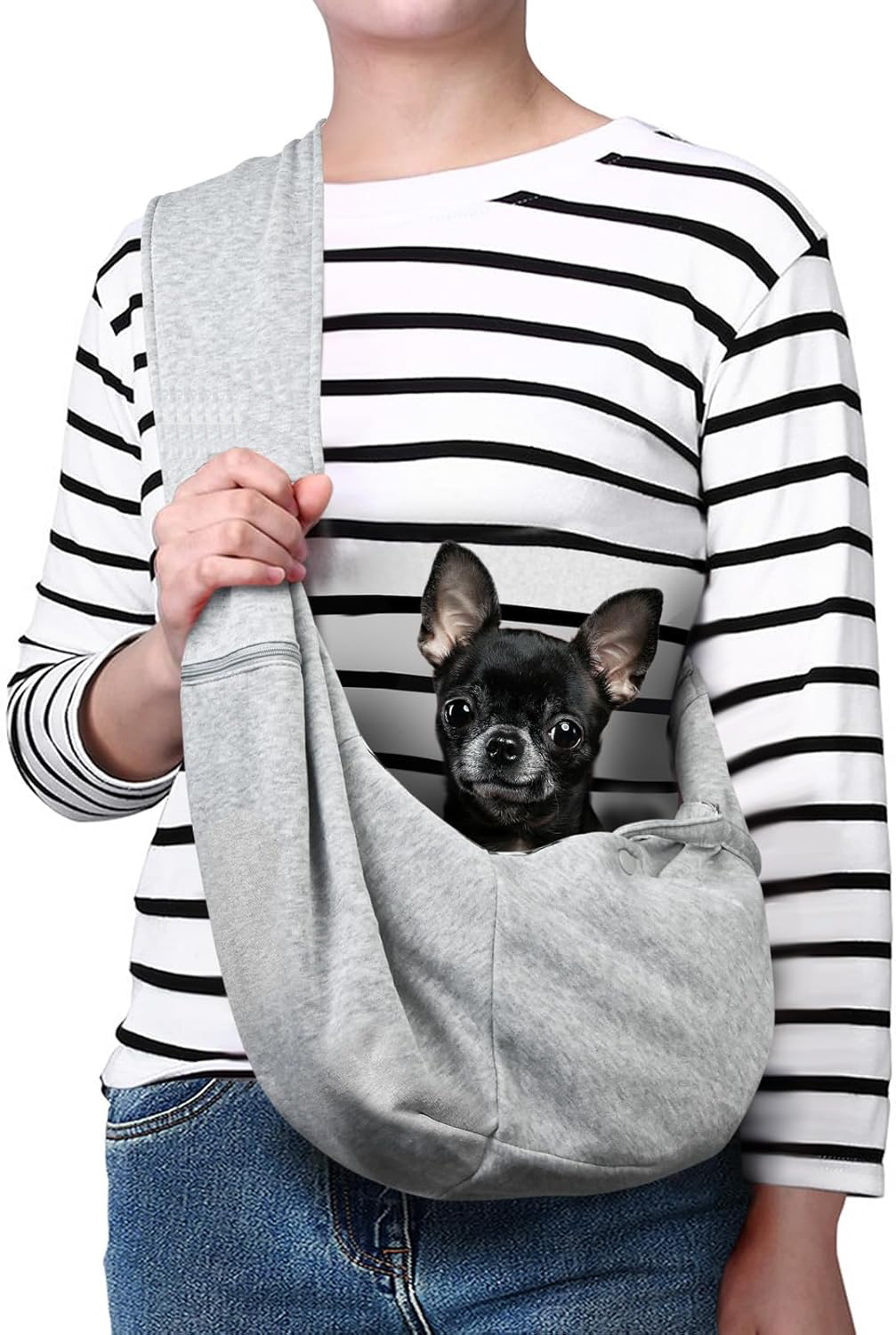 Small Pet Zipper Pocket & Adjustable Strap Carrier - for 3-10 lbs Pets