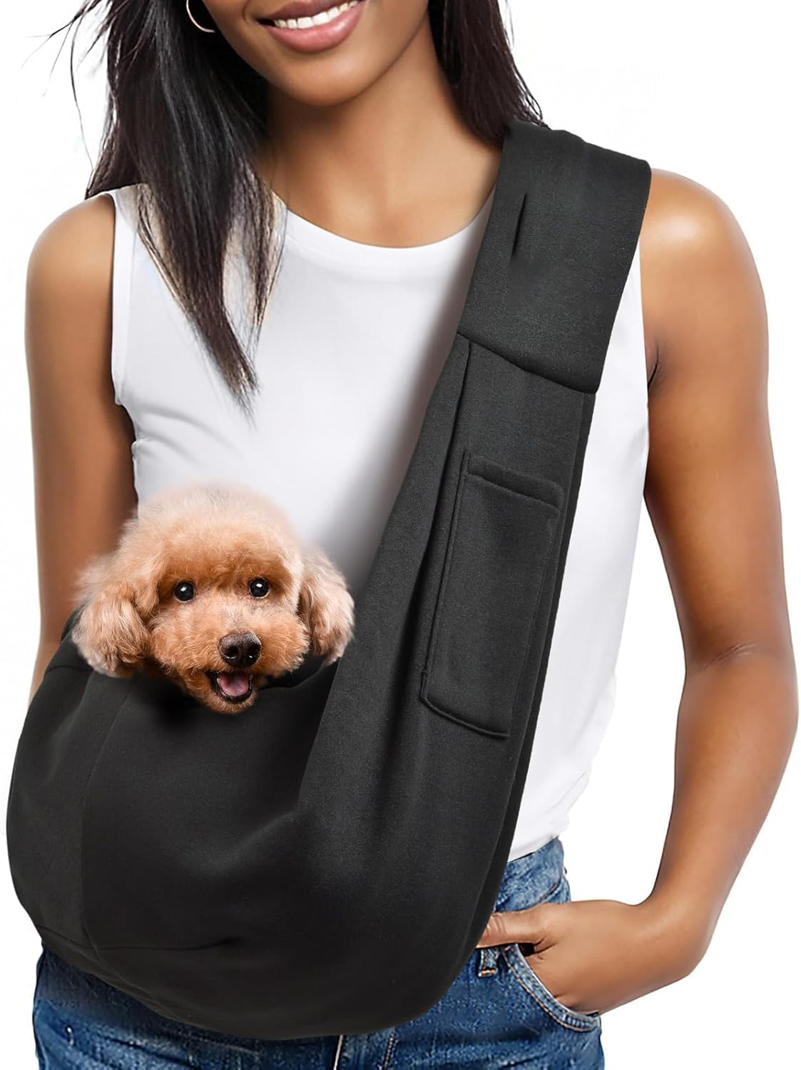 Small Pet Zipper Pocket & Adjustable Strap Carrier - for 3-10 lbs Pets