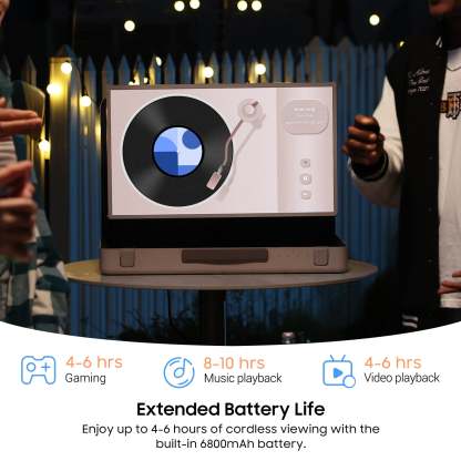 PackGo 27" Smart Portable Touchscreen TV, 1080P Full HD with Built-in 6H Battery, Versatile 90° Rotation Screen & Briefcase Style Design, White