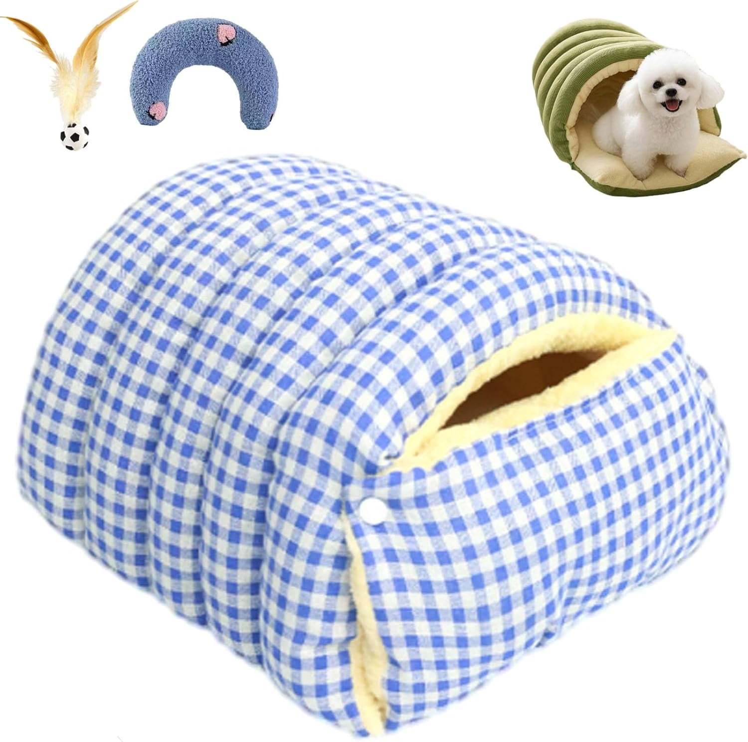 Cozy Monster Cat Bed, Niopets Cave Style Pet Bed Non-Slip Removable Washable, Fleece Soft Cat Sleeping Bag Tent with Removable Cushion Indoor (Purple, Large)