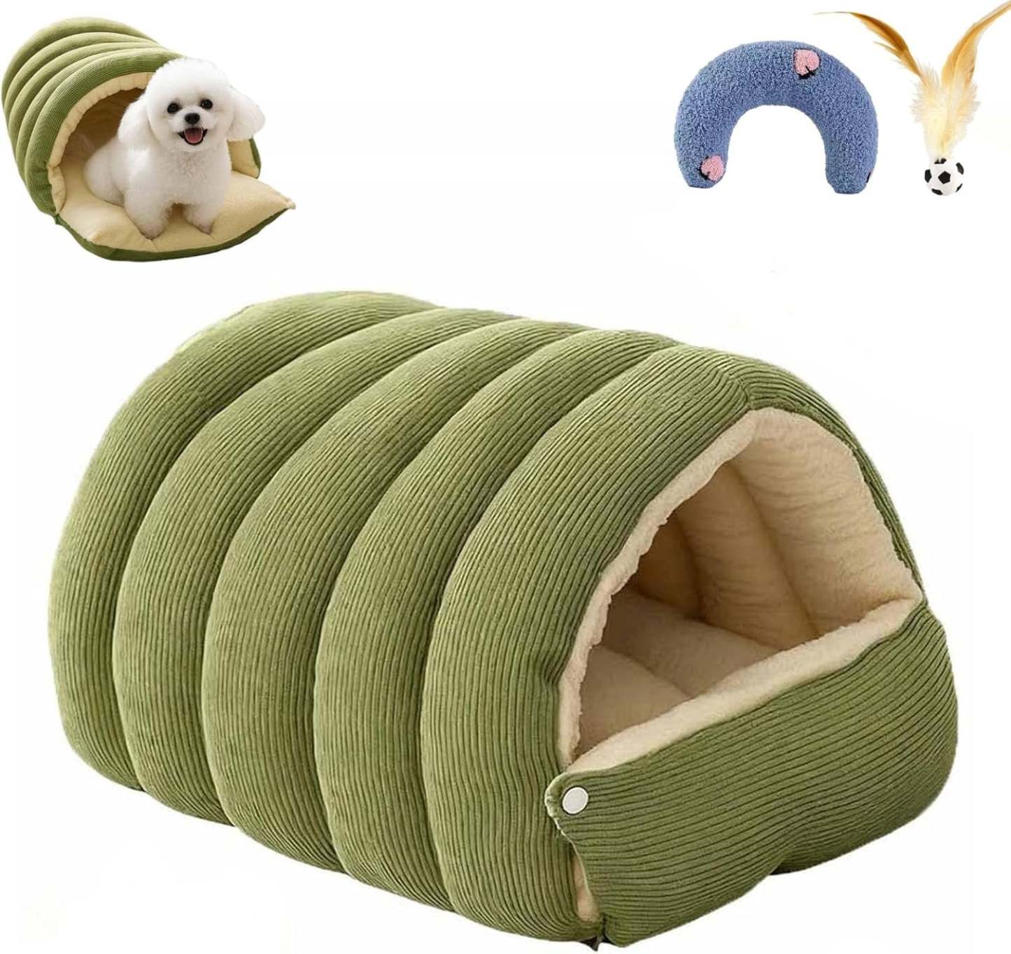 Cozy Monster Cat Bed, Niopets Cave Style Pet Bed Non-Slip Removable Washable, Fleece Soft Cat Sleeping Bag Tent with Removable Cushion Indoor (Purple, Large)