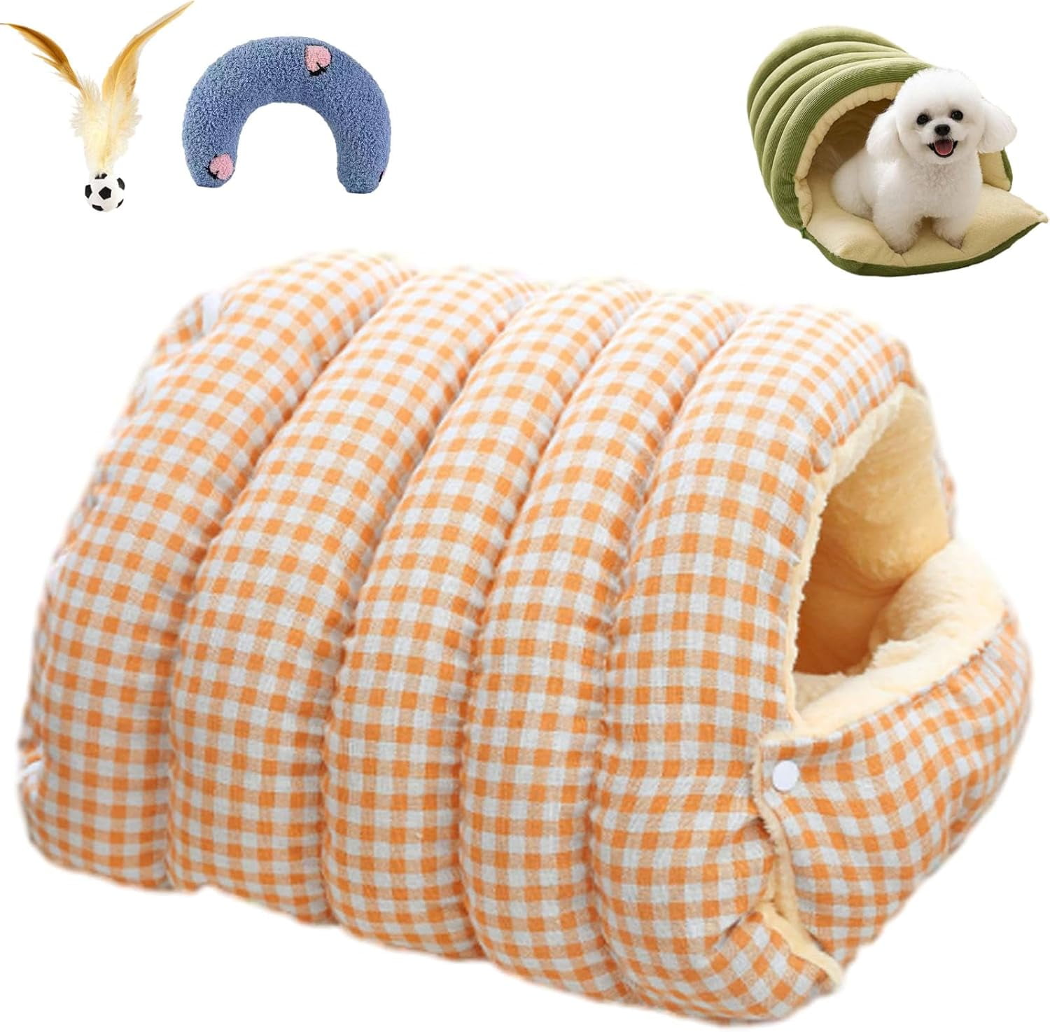 Cozy Monster Cat Bed, Niopets Cave Style Pet Bed Non-Slip Removable Wa