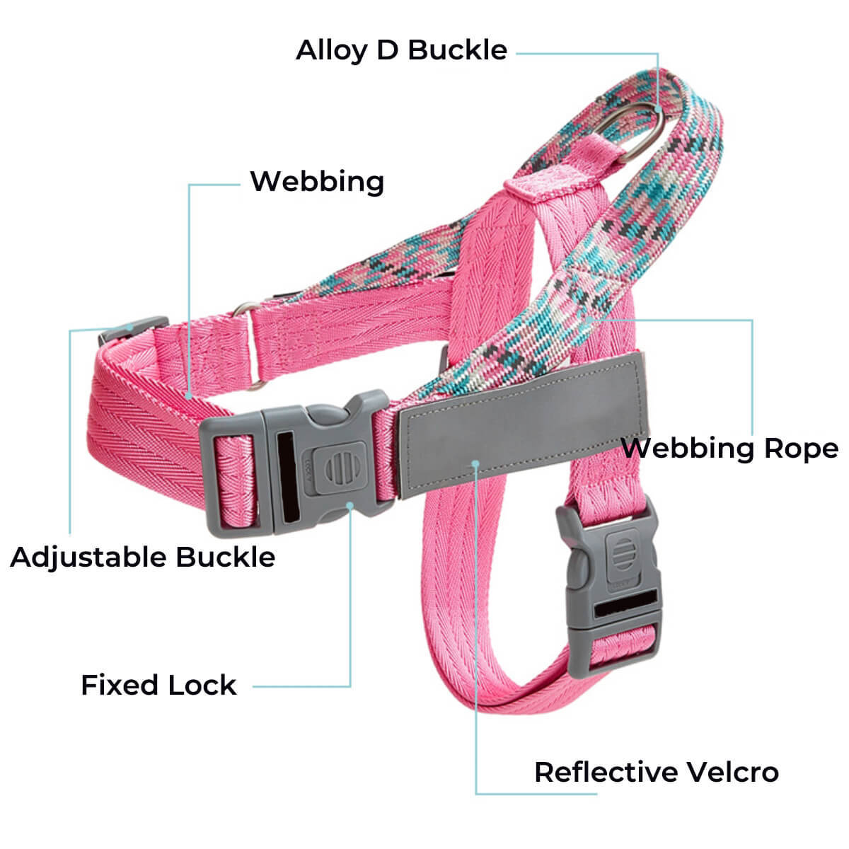 Reflective Buffer Anti Pull Large Dog Harness For Trunk