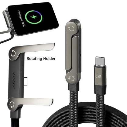 240W Fast Charging Cord with Built-in Phone Stand