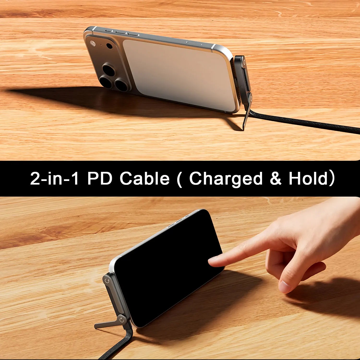240W Fast Charging Cord with Built-in Phone Stand