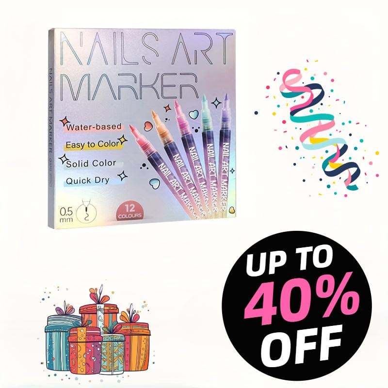 🎉Deals for You Days!✨12 Color Nail Doodle Pen for DIY Nail Art Quick Drying Acrylic Painting💅