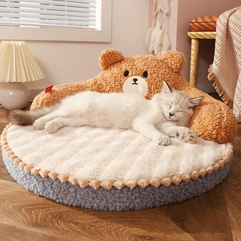 Bear Cat Bed Mat Fluffy Pemovable Pet Pad