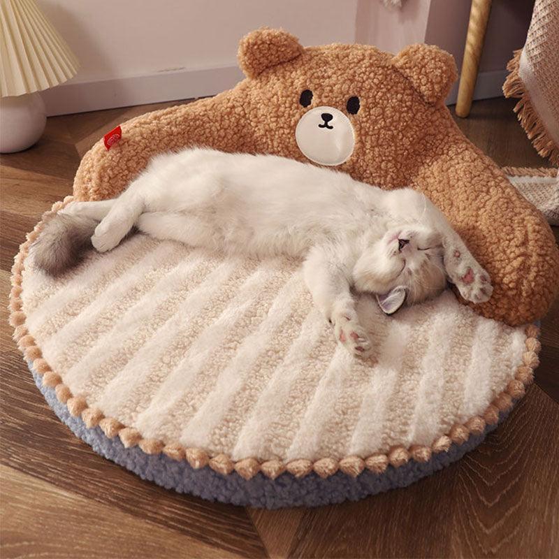 Bear Cat Bed Mat Fluffy Pemovable Pet Pad