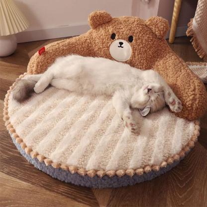 Bear Cat Bed Mat Fluffy Pemovable Pet Pad