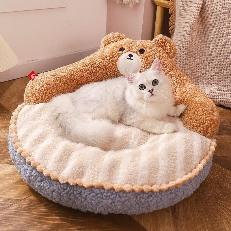 Bear Cat Bed Mat Fluffy Pemovable Pet Pad