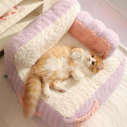 Cake Sofa Cat Bed Warm Thickened 2 Color Pet Nest