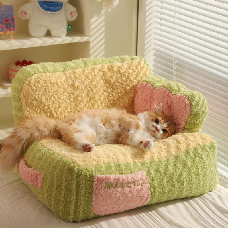 Cake Sofa Cat Bed Warm Thickened 2 Color Pet Nest