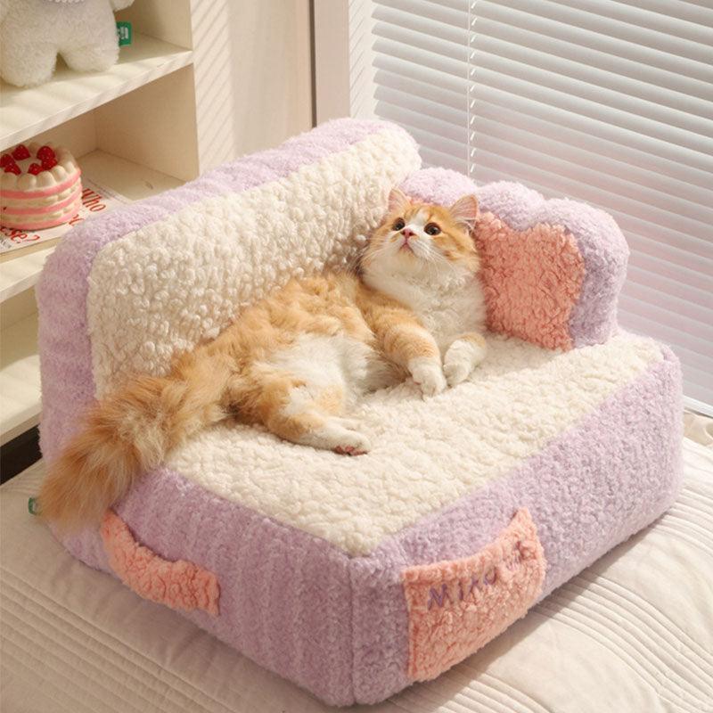 Cake Sofa Cat Bed Warm Thickened 2 Color Pet Nest