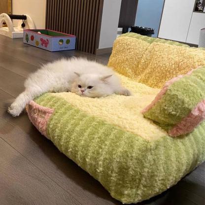 Cake Sofa Cat Bed Warm Thickened 2 Color Pet Nest