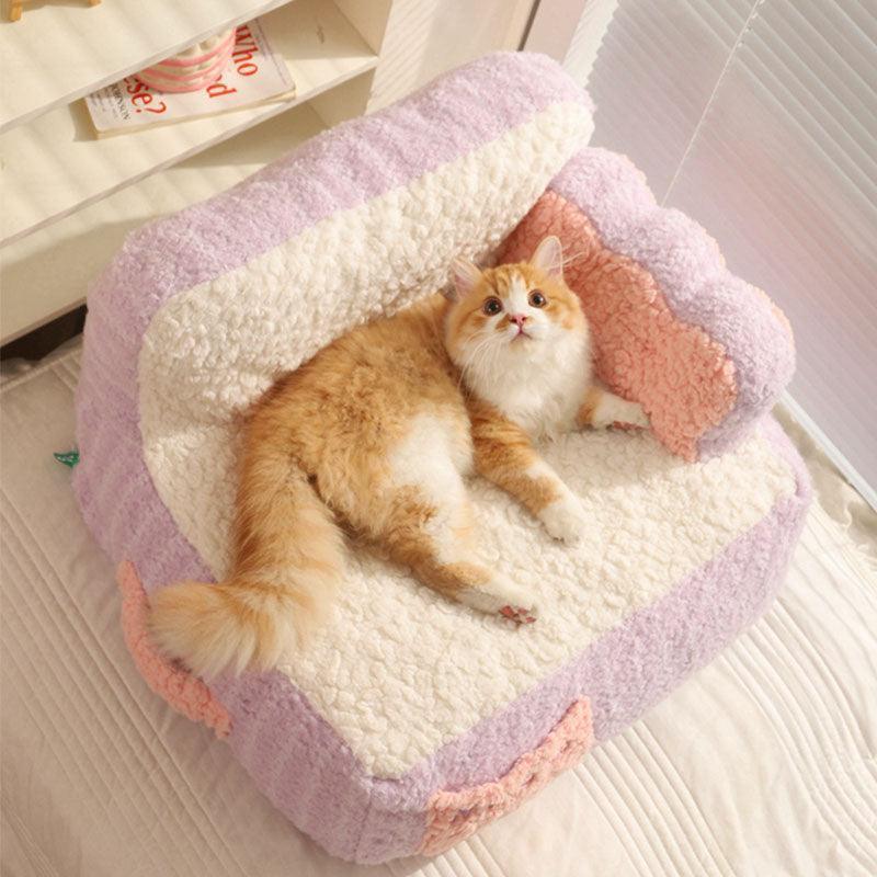 Cake Sofa Cat Bed Warm Thickened 2 Color Pet Nest
