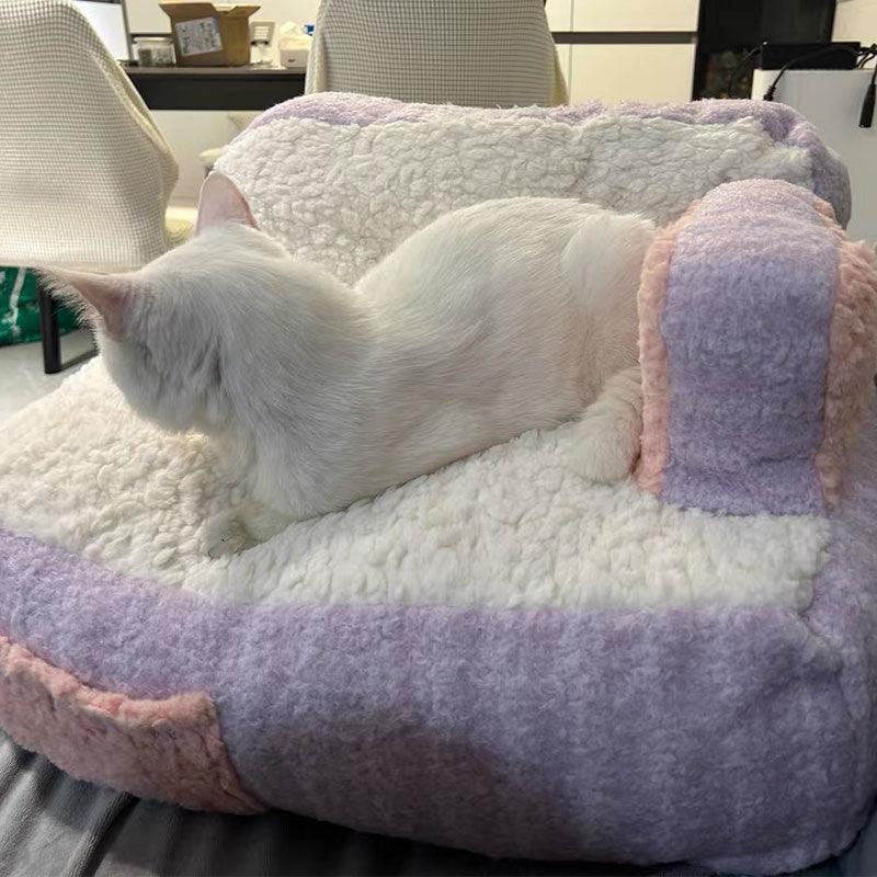 Cake Sofa Cat Bed Warm Thickened 2 Color Pet Nest