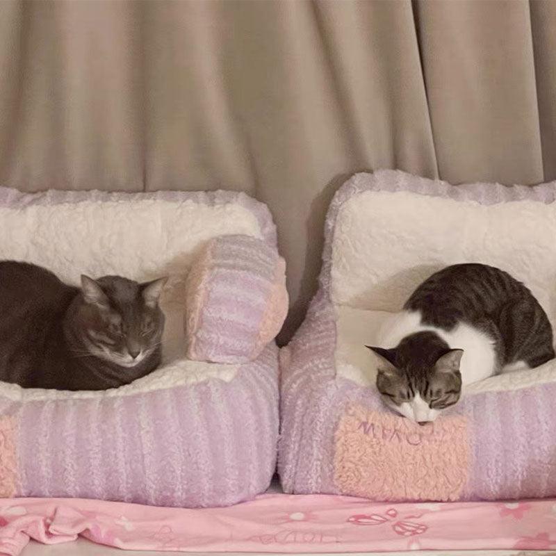 Cake Sofa Cat Bed Warm Thickened 2 Color Pet Nest