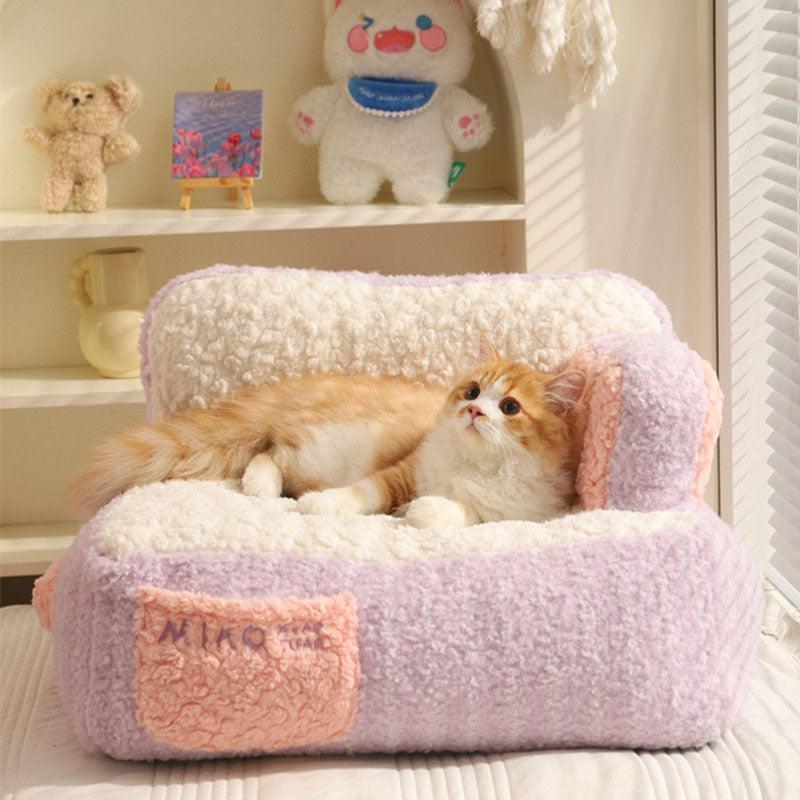 Cake Sofa Cat Bed Warm Thickened 2 Color Pet Nest