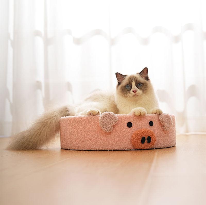 Cute Pig Cat Bed Round Scratching Pad