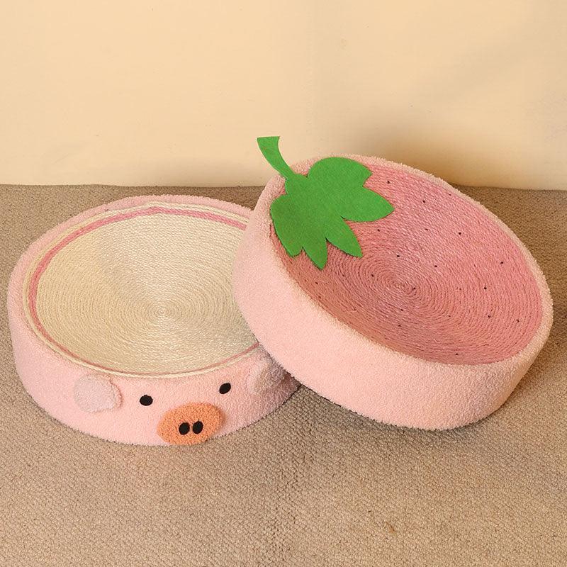 Cute Pig Cat Bed Round Scratching Pad