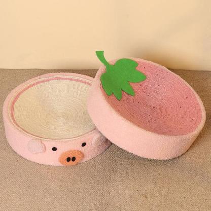 Cute Pig Cat Bed Round Scratching Pad