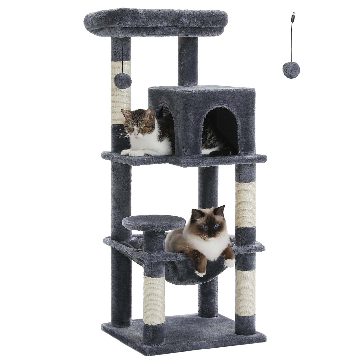 Cat Tree for Large Cats 56"Tall Cat Tower Condo with Scratching Post for Indoor Cats,Gray