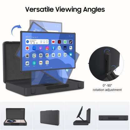 PackGo 27" Smart Portable Touchscreen TV, 1080P Full HD with Built-in 6H Battery, Versatile 90° Rotation Screen & Briefcase Style Design, White