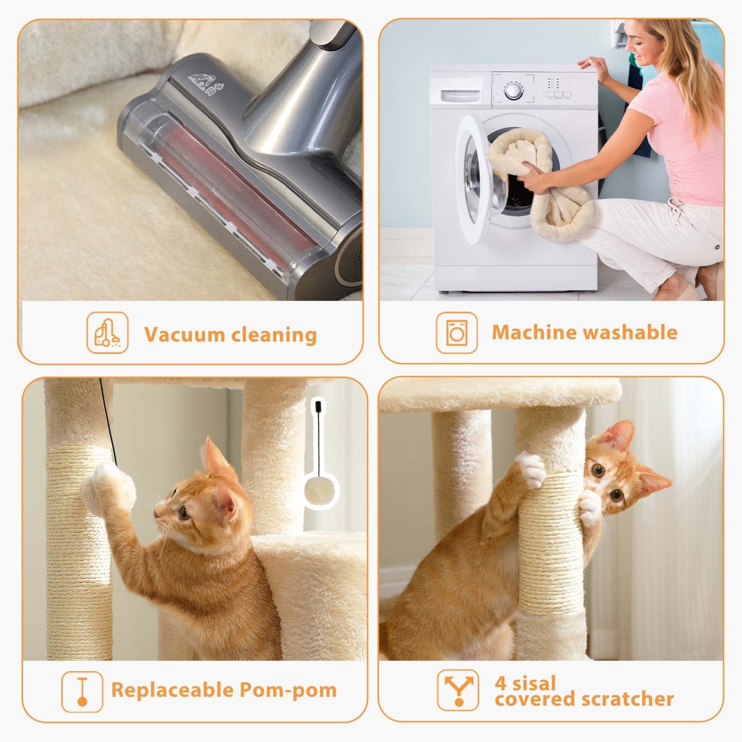 Cat Tree for Large Cats 56"Tall Cat Tower Condo with Scratching Post for Indoor Cats,Gray