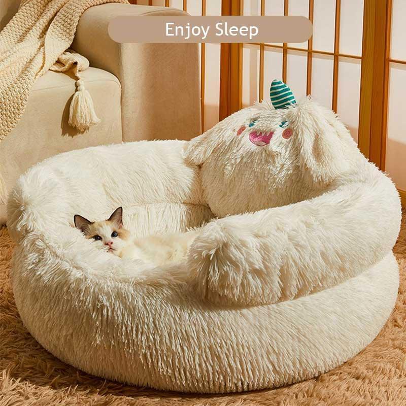 Green Monster Cat Sofa Fluffy Cat Bed Couch