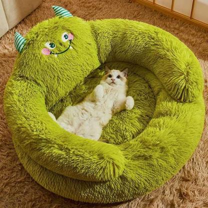 Green Monster Cat Sofa Fluffy Cat Bed Couch