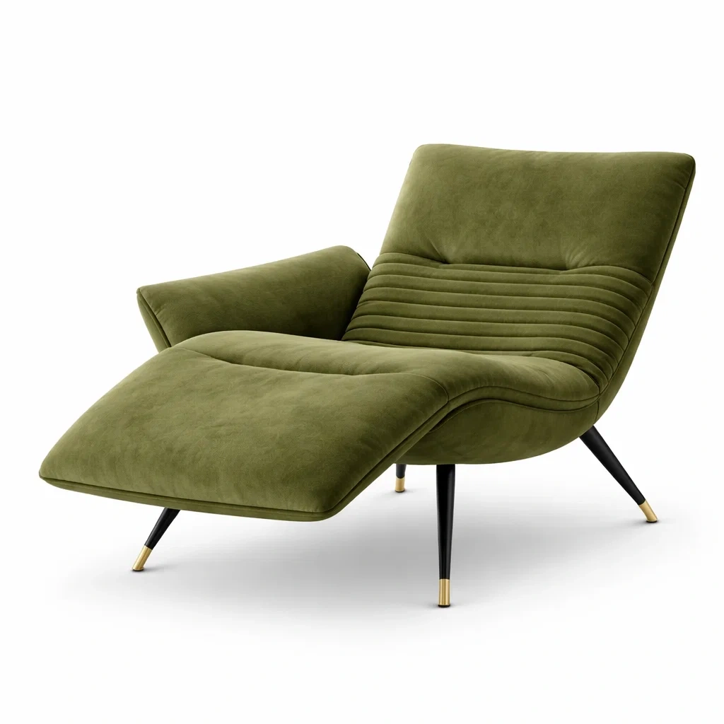 Olive Green Upholstered Lounge Chair with Cushioned Seat-nordichomefurni