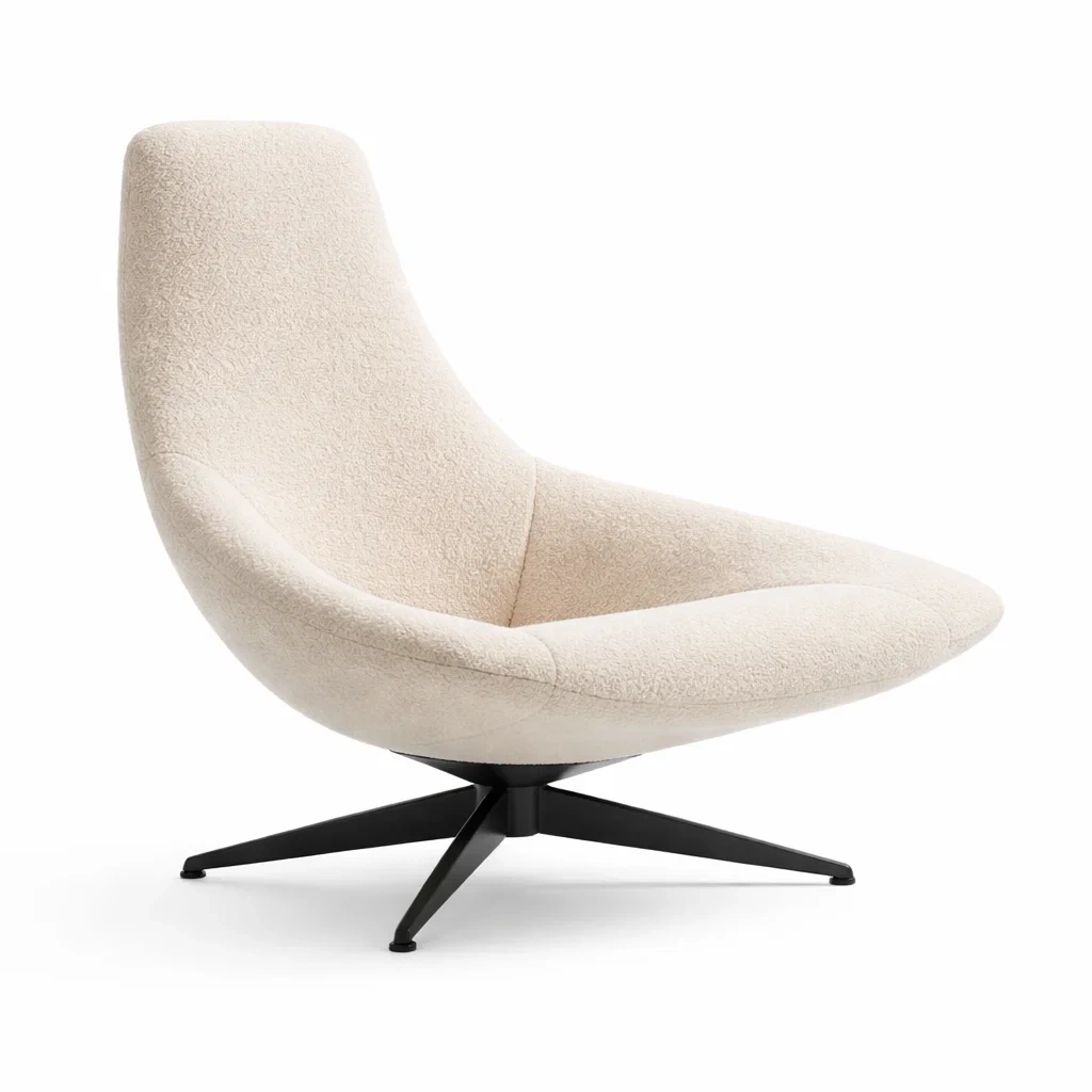 Swivel Upholstered Lounge Chair with Metal Base-nordichomefurni