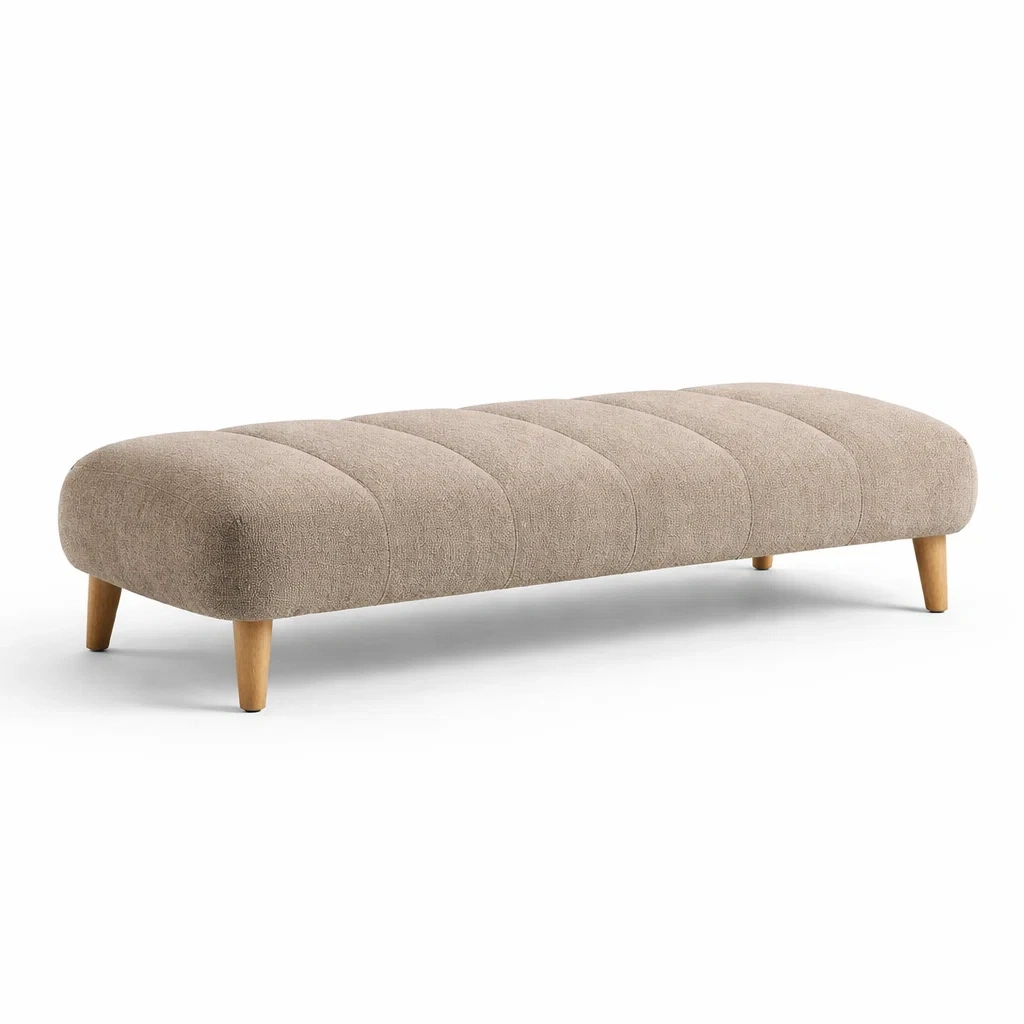 Tufted Upholstered Bench with Wooden Legs-nordichomefurni