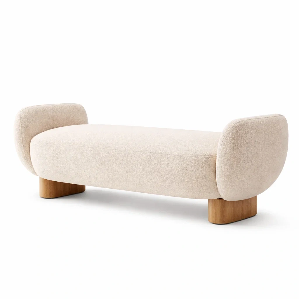 Upholstered Bench with Rounded Side Supports-nordichomefurni