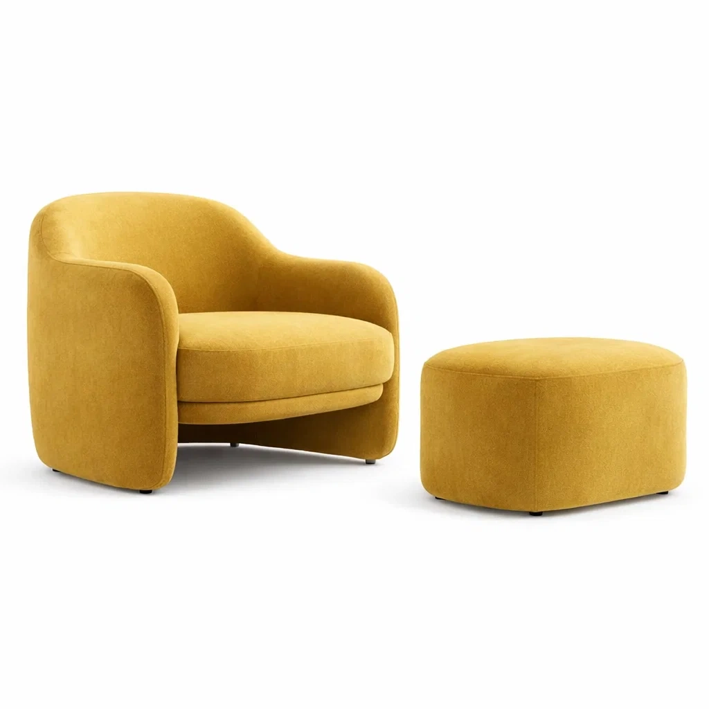 Fabric Lounge Chair with Matching Ottoman Set-nordichomefurni