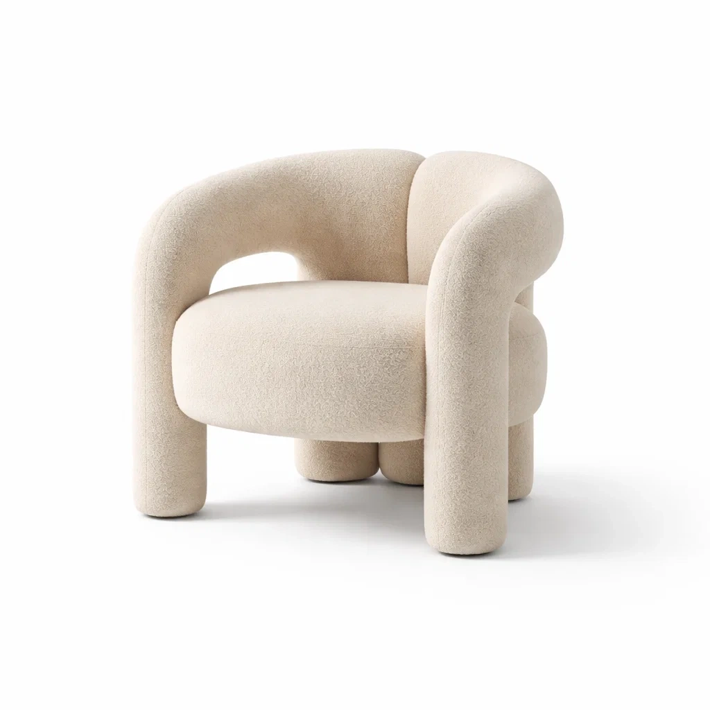 Boucl Upholstered Lounge Accent Chair-nordichomefurni