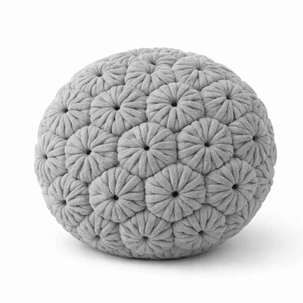 Round Textured Knitted Floor Cushion-nordichomefurni