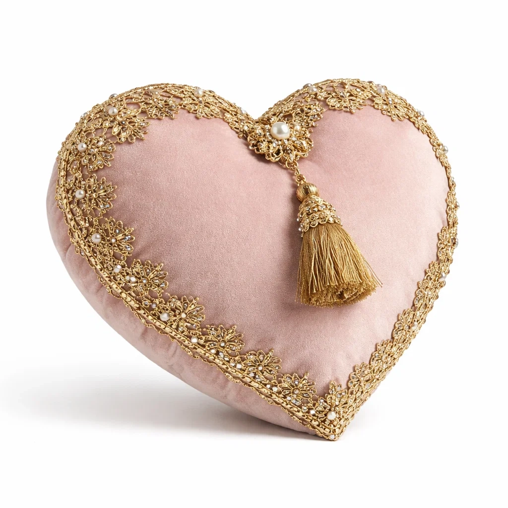 Heart Shaped Decorative Cushion with Tassel-nordichomefurni