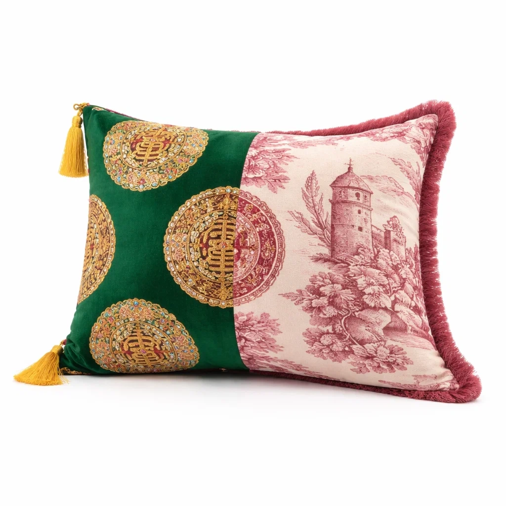 Patchwork Decorative Cushion with Tassels-nordichomefurni