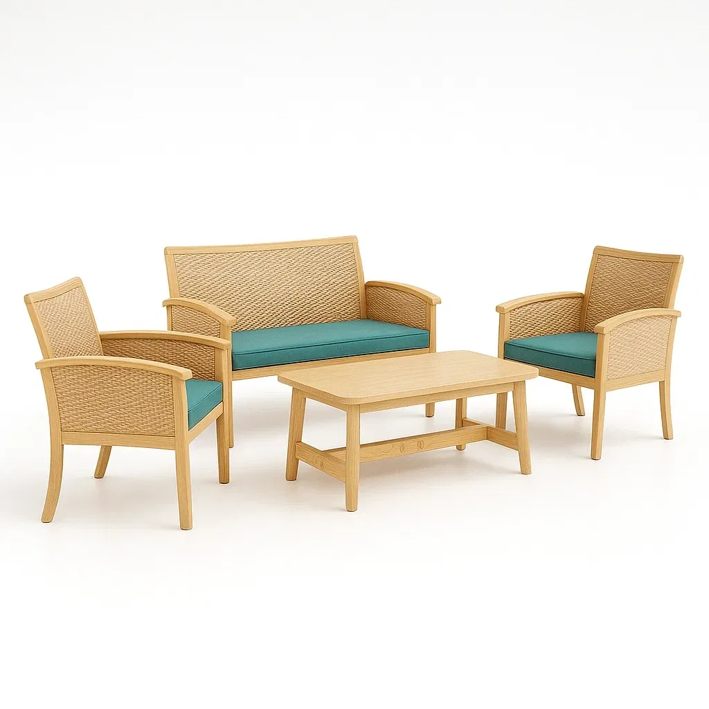 Ensemble de canapés de terrasse en bois avec coussins-Roomauranow